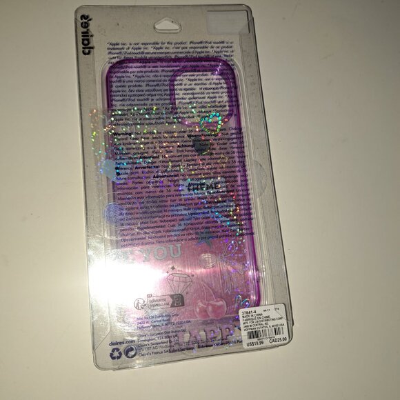 Claire's Theme iphone case 13 14 15 purple sparkles glitter NEW - Picture 2 of 2